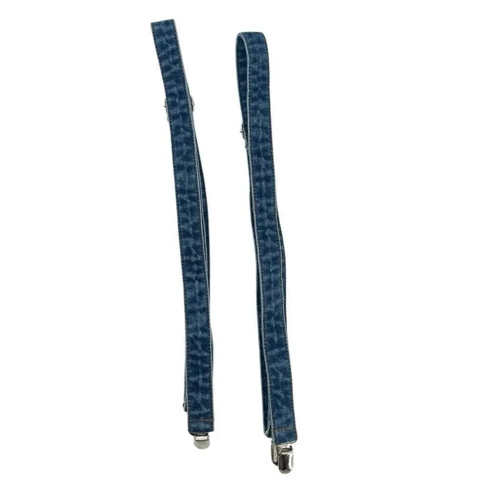 Adjustable Blue Denim Suspenders Women, Teens & Kids Unisex with Clip Closures